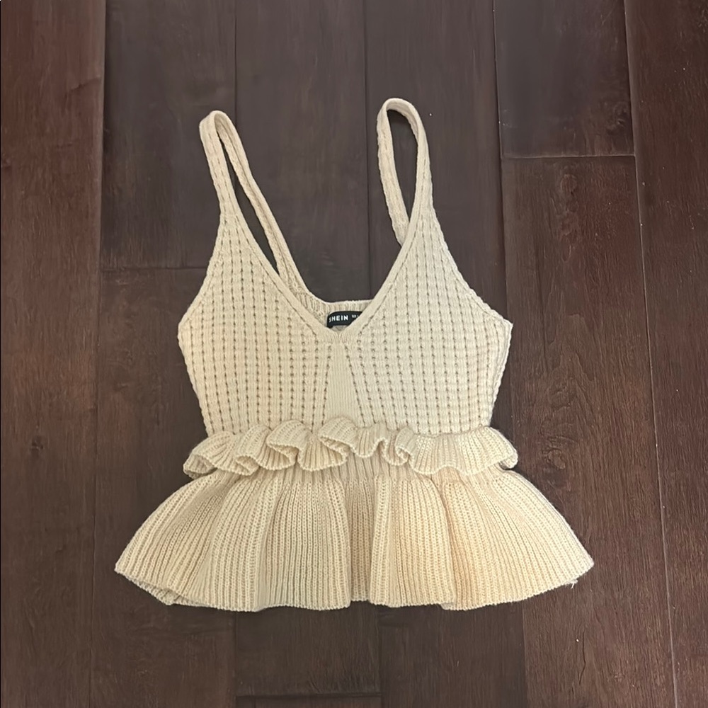 Tropical Knit Cream Top